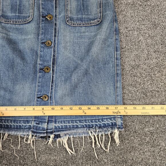 RAG‎ & BONE Button Front Frayed Hem Denim Skirt 25 Santa Cruz Blue Medium Wash - Picture 11 of 11